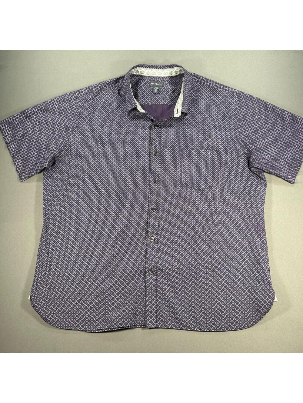 Van Heusen Mens XXL purple check short sleeve button shirt
